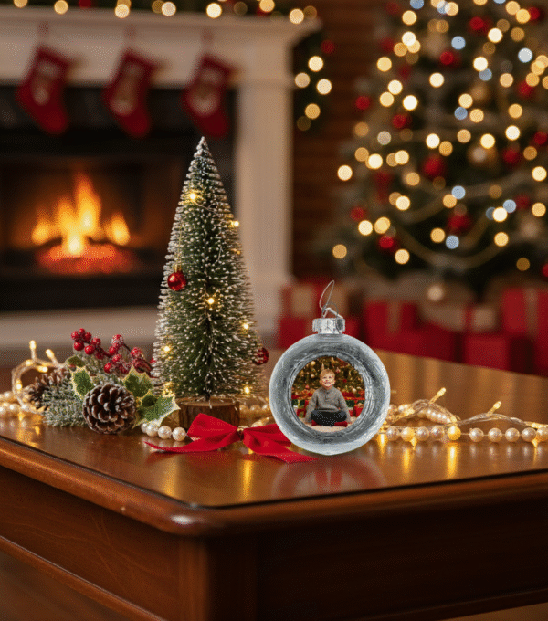 Boule Sapin de Noël transparente remplie de fils colorés - 3 couleurs disponibles