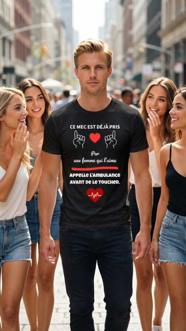 T-Shirt “Ce mec est déjà pris par une femme qui l’aime” – Humour & Amour